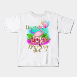 uncle of the birthday girl flamingo Kids T-Shirt